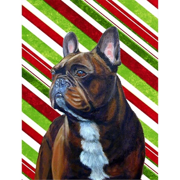 Patioplus 11 x 15 in. French Bulldog Candy Cane Holiday Christmas Garden Size Flag - PA631259