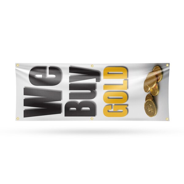 Signmission We Buy Gold Vertical, 24 Inch x 72 Inch, Vinyl Banner - B-72-30926