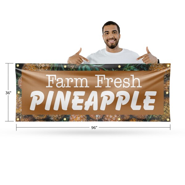 Signmission Farm Fresh Pineapples, 36 Inch x 96 Inch, Vinyl Banner - B-96-30608