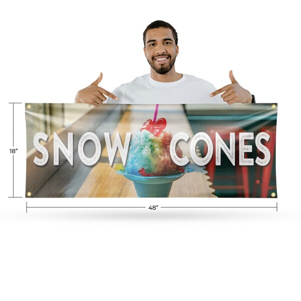 Signmission Snow Cones, 18 Inch x 48 Inch, Vinyl Banner - B-30864