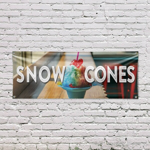 Signmission Snow Cones, 18 Inch x 48 Inch, Vinyl Banner - B-30864