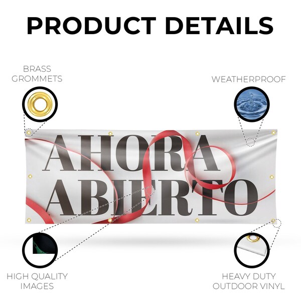 Signmission Ahora Abierto, 36 Inch x 96 Inch, Vinyl Banner - B-96-30455