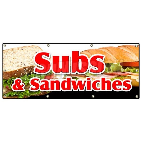 Signmission SUBS & SANDWICHES BANNER SIGN hero hoagie huge homemade grinders drinks - B-96 SUBS & SANDWICHES