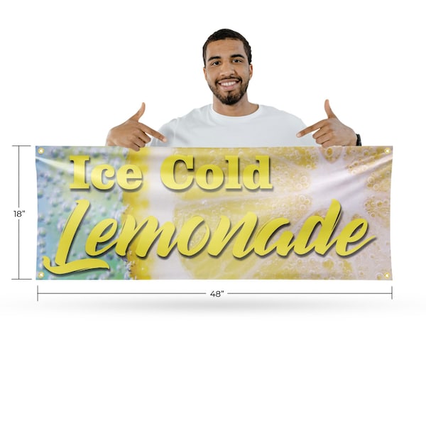 Signmission Iced Cold Lemonade, 18 Inch x 48 Inch, Vinyl Banner - B-30705