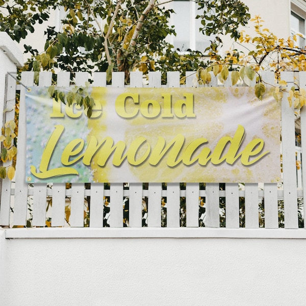 Signmission Iced Cold Lemonade, 18 Inch x 48 Inch, Vinyl Banner - B-30705