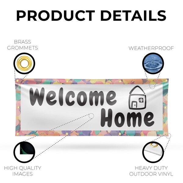 Signmission Welcome Home, 36 Inch x 96 Inch, Vinyl Banner - B-96-30937