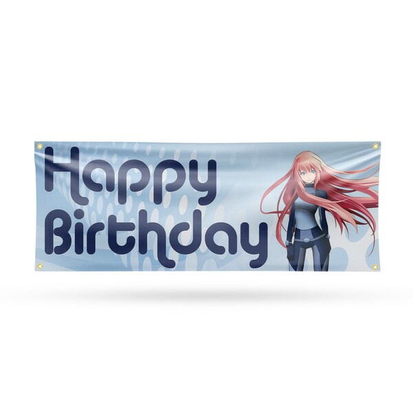 Signmission Happy Birthday Anime, 18 Inch x 48 Inch, Vinyl Banner - B-30691
