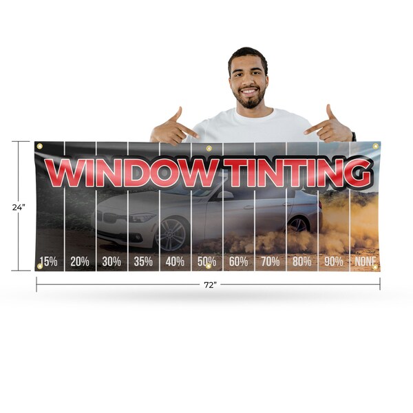 Signmission Window Tinting Percentage, 24 Inch x 72 Inch, Vinyl Banner - B-72-30947