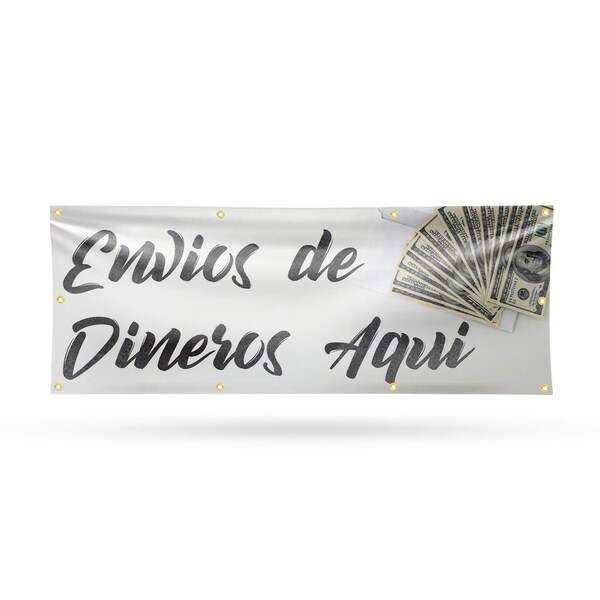 Signmission Envios de Dineros Aqui, 36 Inch x 96 Inch, Vinyl Banner - B-96-30561