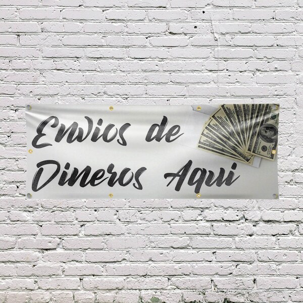 Signmission Envios de Dineros Aqui, 36 Inch x 96 Inch, Vinyl Banner - B-96-30561