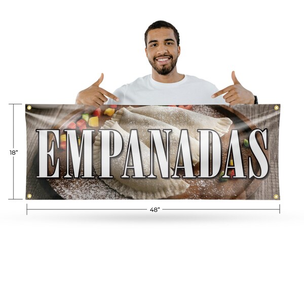 Signmission Empanadas, 18 Inch x 48 Inch, Vinyl Banner - B-30559