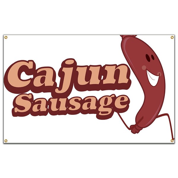 Signmission Cajun Sausage Banner Concession Stand Food Truck Single Sided - B-60 CAJUN SAUSAGE19