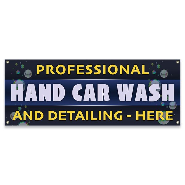 Signmission Professional Car Wash and Detailing Here Banner Concession Stand Food Truck Single Sided - B-30137