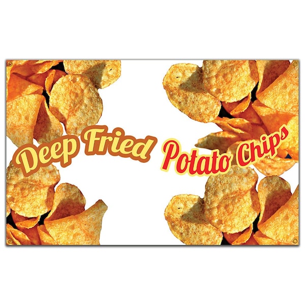 Signmission Deep Fried Potato Chips Banner Concession Stand Food Truck Single Sided - B-60 DEEP FRIED POTATO CHIPS19