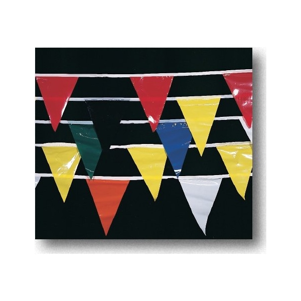 Mutual Industries 60 ft Yellow/White Pennant Flags, 10C - 14991-4110