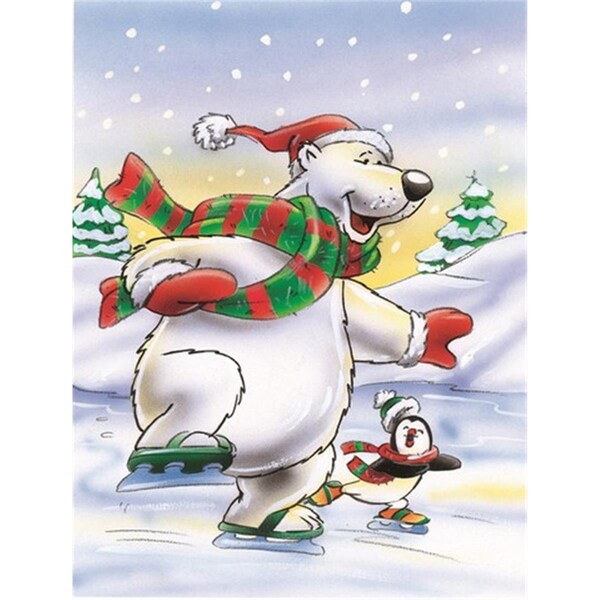 Carolines Treasures Holiday Polar Bears Ice Skating Flag Garden Size - AAH7270GF