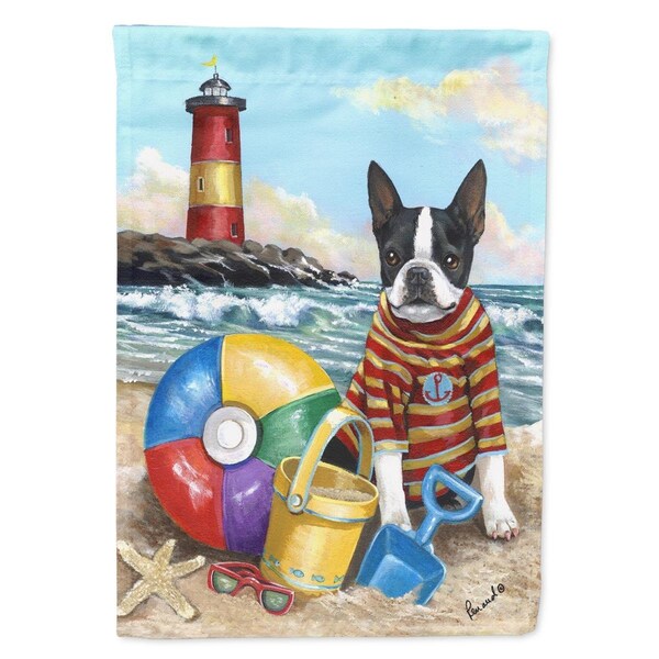 Carolines Treasures 11 x 0.01 x 15 in. Boston Terrier Beach Baby Garden Flag - PPP3032GF