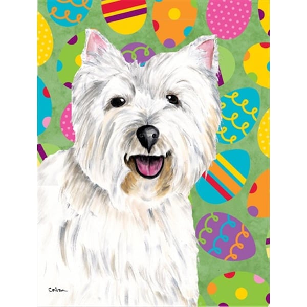 Carolines Treasures 28 x 40 in. Westie Easter Eggtravaganza House Size Canvas Flag - SC9450CHF