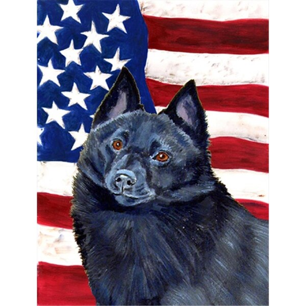 Carolines Treasures 28 x 40 In. Usa American Flag With Schipperke Flag Canvas- House Size - LH9009CHF