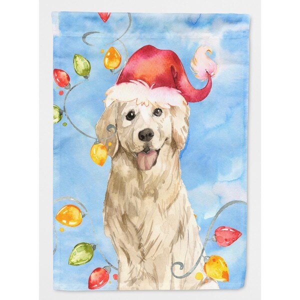 Carolines Treasures Christmas Lights Golden Retriever Flag Canvas House Size - CK2479CHF