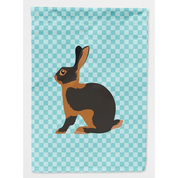 Carolines Treasures Tan Rabbit Blue Check Canvas House Flag - BB8137CHF