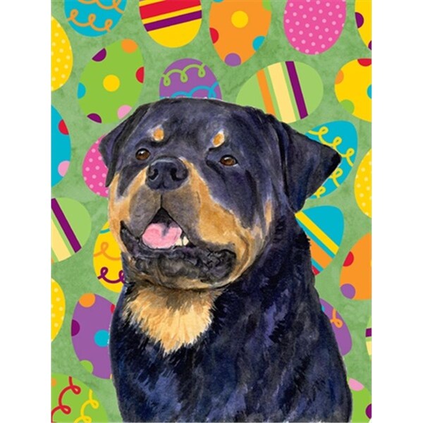 Carolines Treasures 28 x 40 In. Rottweiler Easter Eggstravaganza Flag Canvas- House Size - SS4869CHF