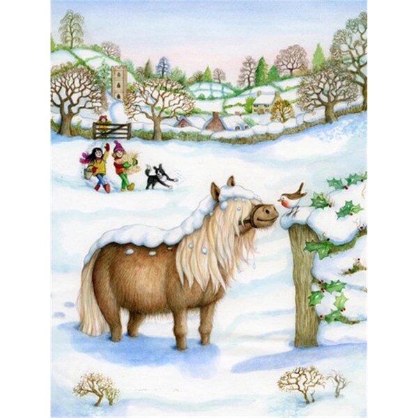 Patioplus Feeding the Shetland Horse Flag Canvas House Size - PA720225