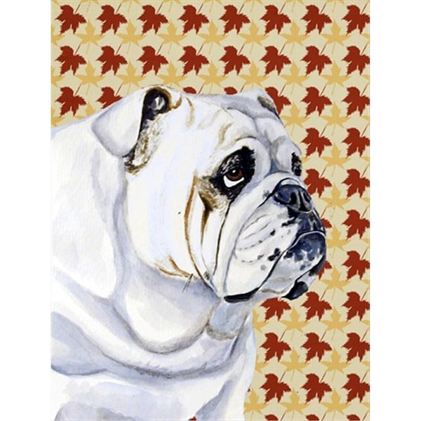 Patioplus 11 x 15 In. Bulldog English Fall Leaves Portrait Flag; Garden Size - PA631399