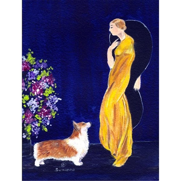 Carolines Treasures 28 x 40 in. Lady with her Corgi House Size Canvas Flag - SS8546CHF