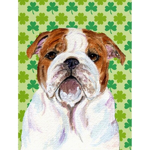 Carolines Treasures Bulldog English St. Patricks Day Shamrock Flag Canvas - House Size - SS4415CHF