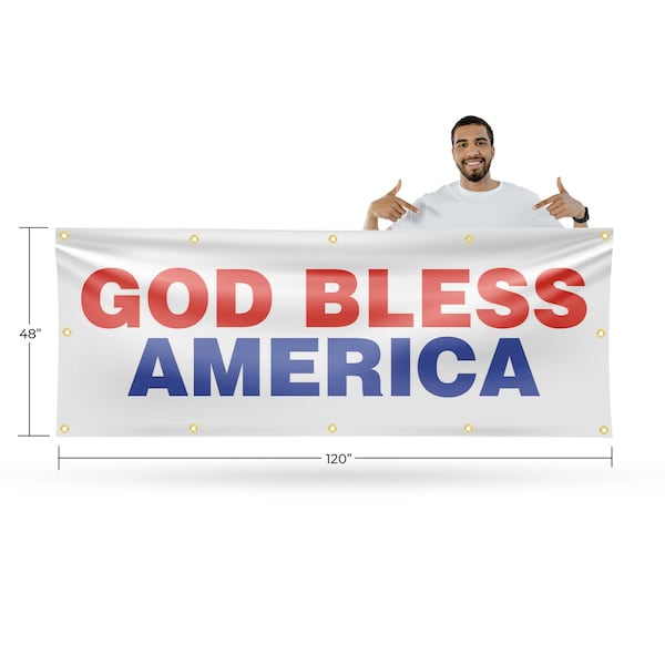 Signmission God Bless America, 48 Inch x 120 Inch, Vinyl Banner - B-120-30675