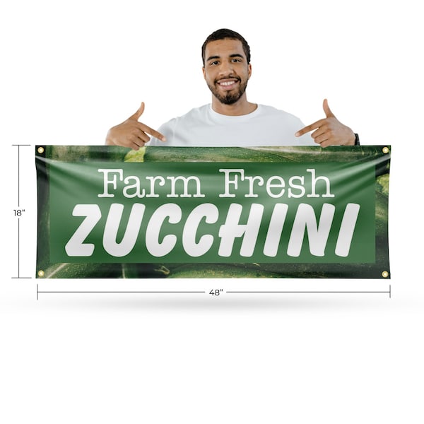 Signmission Farm Fresh Zucchini, 18 Inch x 48 Inch, Vinyl Banner - B-30622