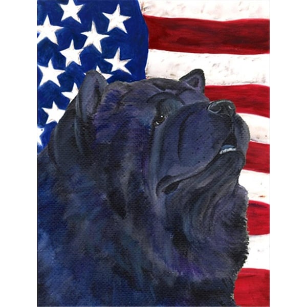 Patioplus 28 x 40 in. USA American Flag with Chow Chow House Size Canvas Flag - PA2554580