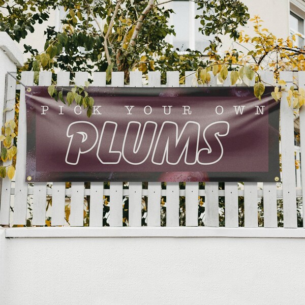 Signmission Pick Your Own Plums, 18 Inch x 48 Inch, Vinyl Banner - B-30795