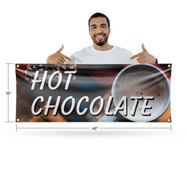 Signmission Hot Chocolate, 18 Inch x 48 Inch, Vinyl Banner - B-30698