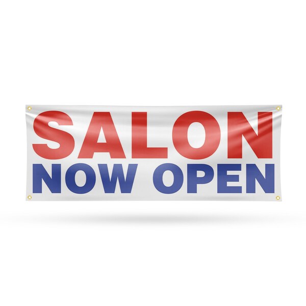 Signmission Salon Now Open, 18 Inch x 48 Inch, Vinyl Banner - B-30848