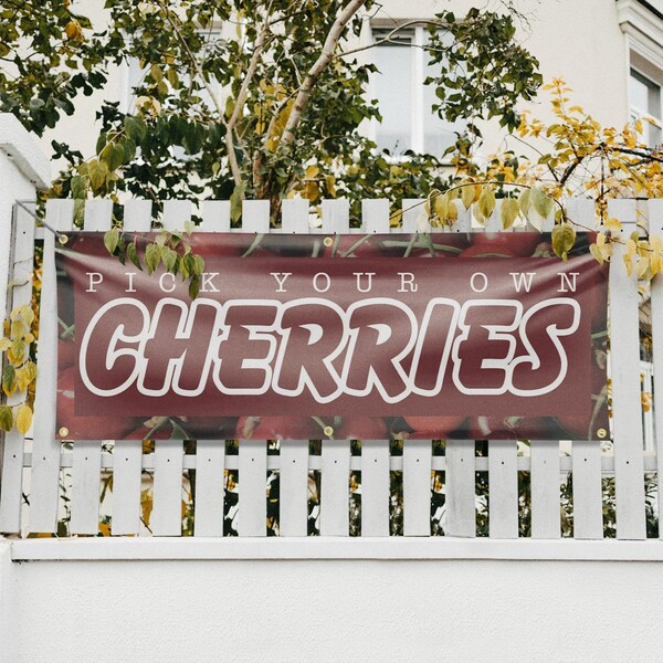 Signmission Pick Your Own Cherries, 24 Inch x 72 Inch, Vinyl Banner - B-72-30790
