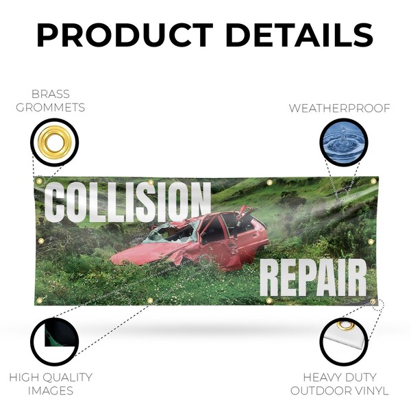 Signmission Collision Repair, 36 Inch x 96 Inch, Vinyl Banner - B-96-30519
