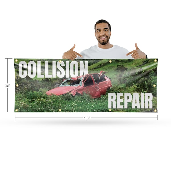 Signmission Collision Repair, 36 Inch x 96 Inch, Vinyl Banner - B-96-30519