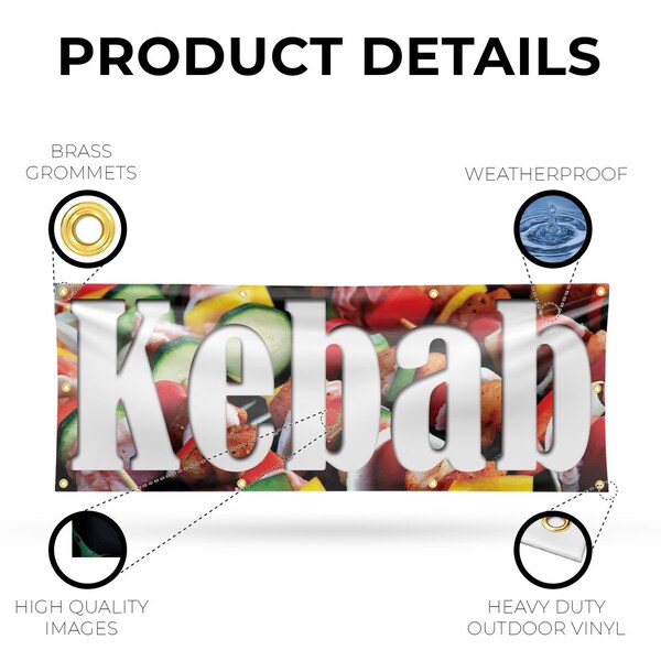 Signmission Kebab, 36 Inch x 96 Inch, Vinyl Banner - B-96-30716