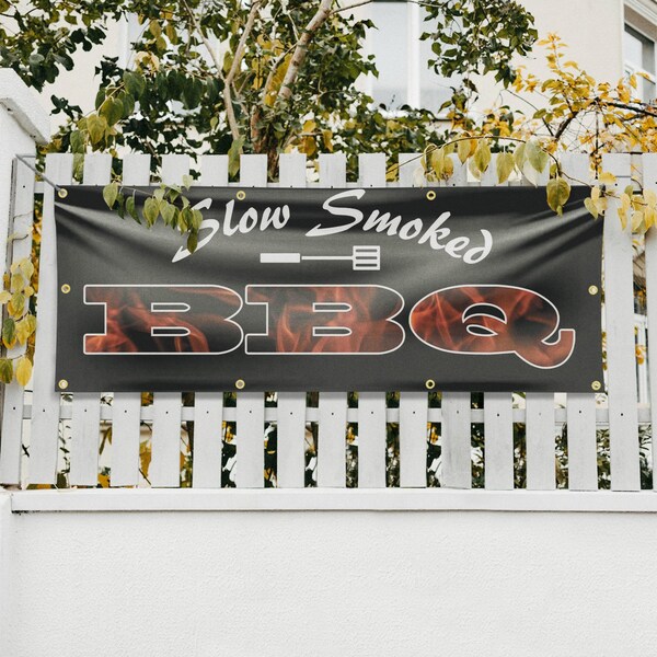 Signmission Slow Smoked BBQ, 36 Inch x 96 Inch, Vinyl Banner - B-96-30855