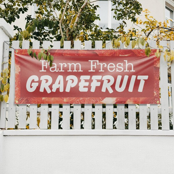 Signmission Farm Fresh Grapefruit, 18 Inch x 48 Inch, Vinyl Banner - B-30593
