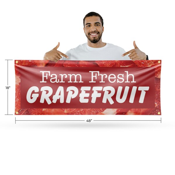 Signmission Farm Fresh Grapefruit, 18 Inch x 48 Inch, Vinyl Banner - B-30593