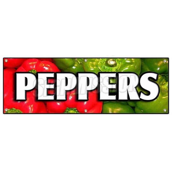 Signmission PEPPERS BANNER SIGN hot spicy sweet jalapeno green hot bell fresh banana - B-72 PEPPERS
