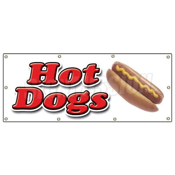 Signmission HOT DOG 1 BANNER SIGN hot dogs cart sign signs wieners franks chili - B-96 HOT DOGS1