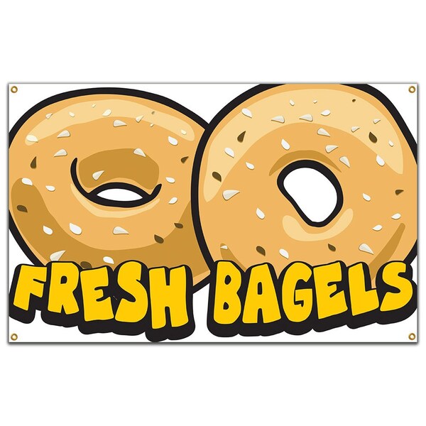 Signmission Fresh Bagels Banner Heavy Duty 13 Oz Vinyl with Grommets Single Sided - B-60 FRESH BAGELS