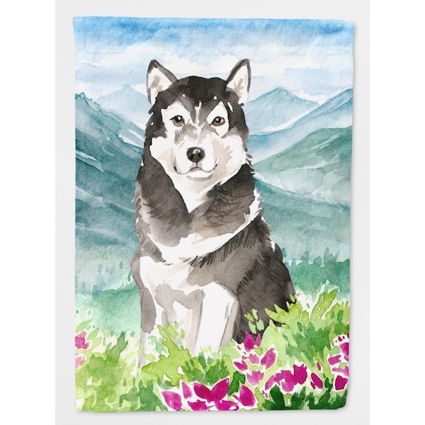 Carolines Treasures Mountain Flowers Alaskan Malamute Garden Size Flag - CK2530GF