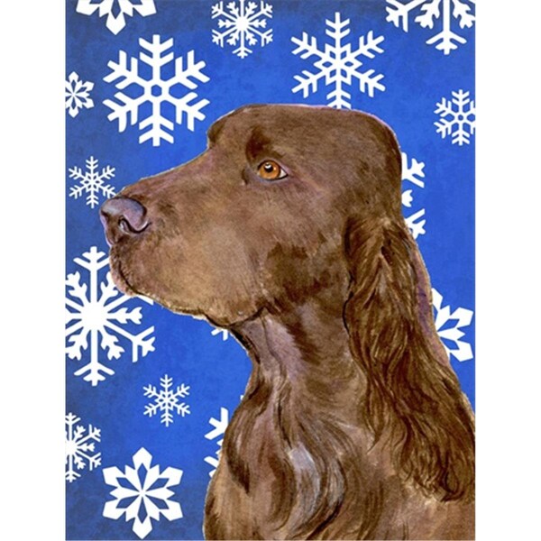 Patioplus 11 x 15 in. Field Spaniel Winter Snowflakes Holiday Flag Garden Size - PA631447