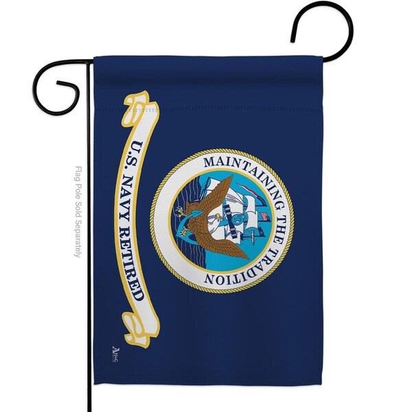 Guarderia 13 x 18.5 in. Retired Navy Garden Flag with Armed Forces Double-Sided Decorative Horizontal Flags - GU4214859