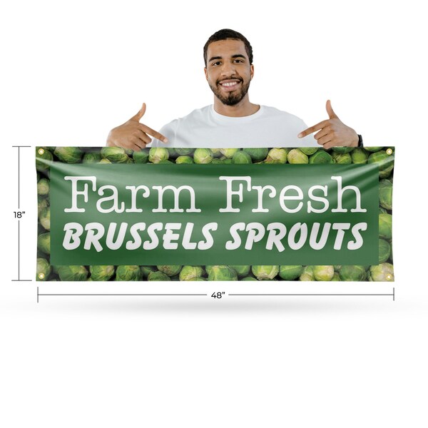 Signmission Farm Fresh Brussels Sprouts, 18 Inch x 48 Inch, Vinyl Banner - B-30582